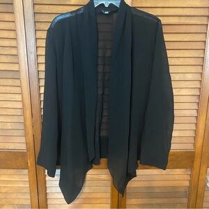 Eileen Fisher Black 100% Sheer Silk Kimono Top Size Medium